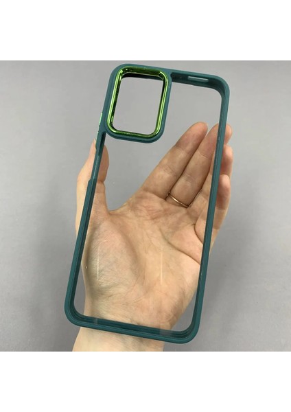 Samsung A22 Uyumlu Metal Kamera Çerçeveli Kılıf