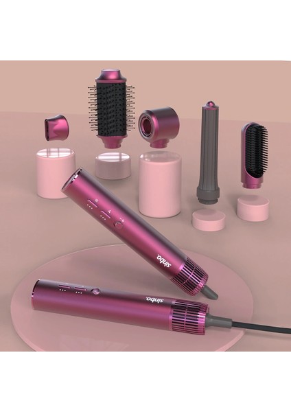 Air Brush 5in1=bukle-Hacimle-Düzleştir-2-Fırça Saç Kurutma - Şekil Makinesi 1300W3-KDM.HIZ Sıcaklık SHD-1729 (4887)