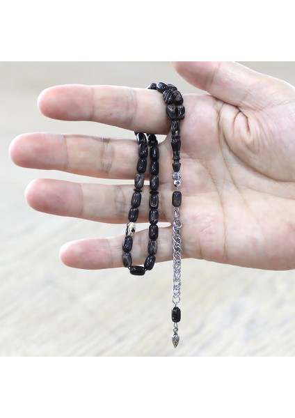 Sıkma Kehribar Tesbih - Kararmaz Metal Püsküllü - Mini Boy - Ebruli Renk - Kapsül Kesim fırsatları