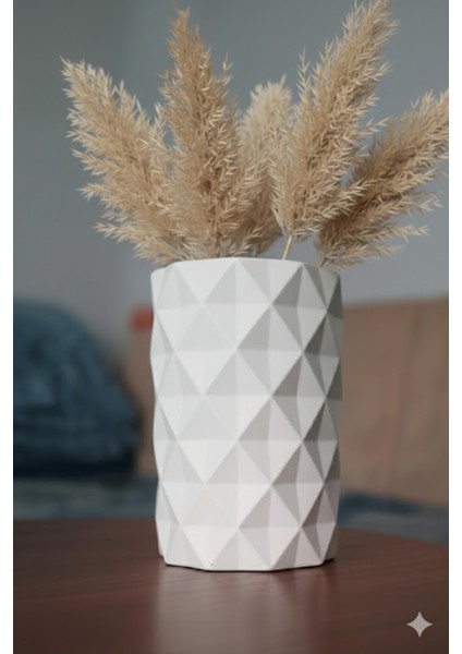 Modern Vazo, Beyaz Dekoratif Iskandinav Vazo, Geometrik Vazo, Minimalist VAZO-11CM