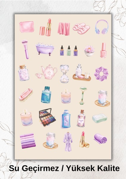 Kız Neşesi Spa Cilt Bakım Sticker Ajanda Bullet Journal YRM044