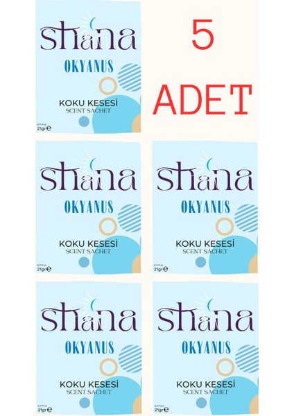 5'li Okyanus Dolap Ayakkabılık ve Çekmece Parfümlü Kese Kokusu Oda Koku Kesesi