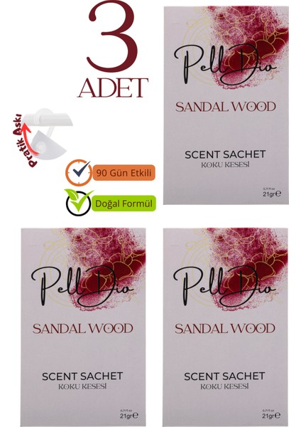 3'lü Sandal Ağacı Dolap Ayakkabılık ve Çekmece Parfümlü Kese Kokusu Oda Koku Kesesi