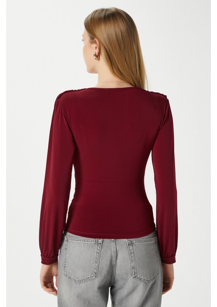 Kadın Sante V Yaka Bordo Yumuşak Sandy Bluz indirimleri