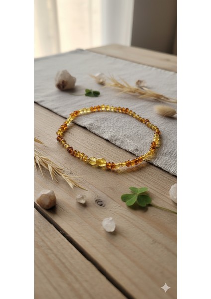 Kehribar Bebek Diş Kolyesi - Doğal Taş, Güvenli Tasarım, Bebek Takı