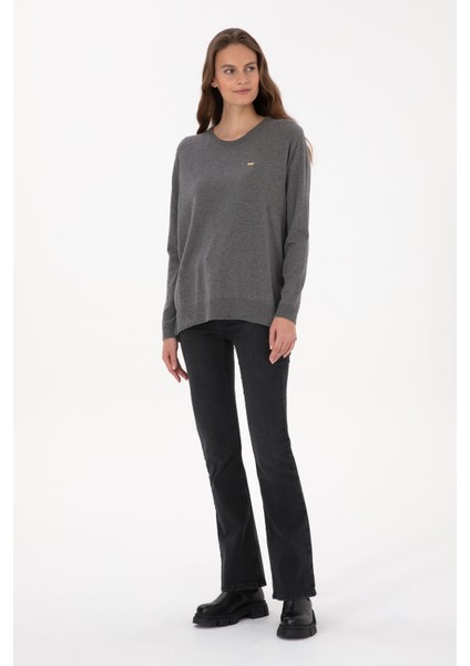Kadın Gri Melanj Kazak /triko 50313579-VR086 fırsatları