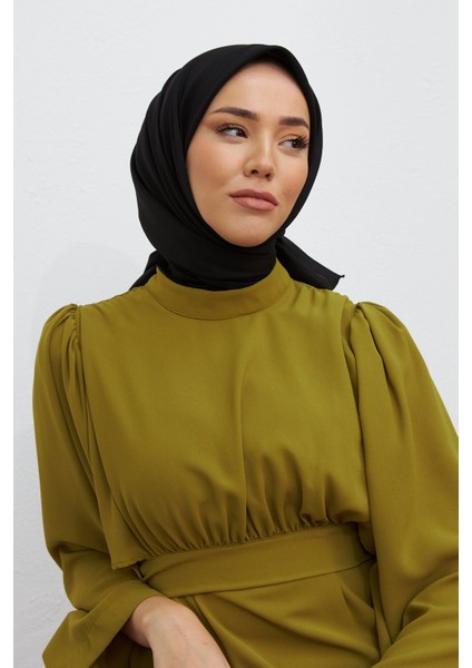 Siyah Silk Home Düz Twill Polyester Eşarp fırsatları