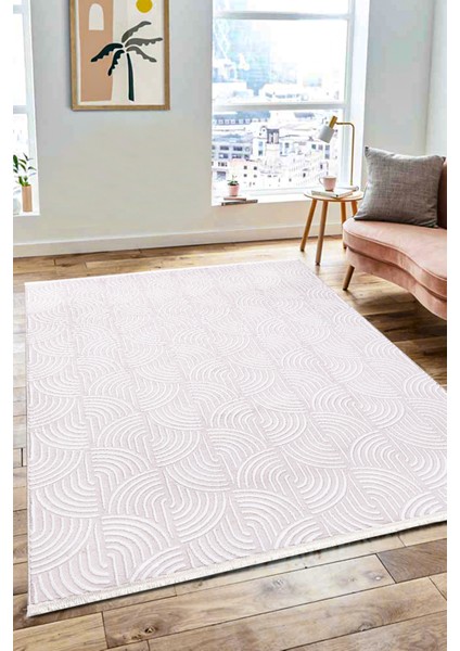 Arden Collection Krem Modern Saçaklı Yumuşak Dokuma Makine Halısı Salon Oturma Odası Mutfak Koridor