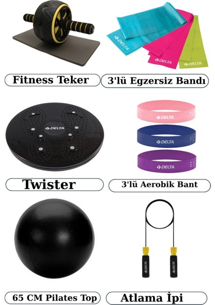 Egzersiz Band,kondisyon Tekeri, Twister, 65CM Pilates Top ve Atlama Ip Pilates ve Spor Malzeme Seti