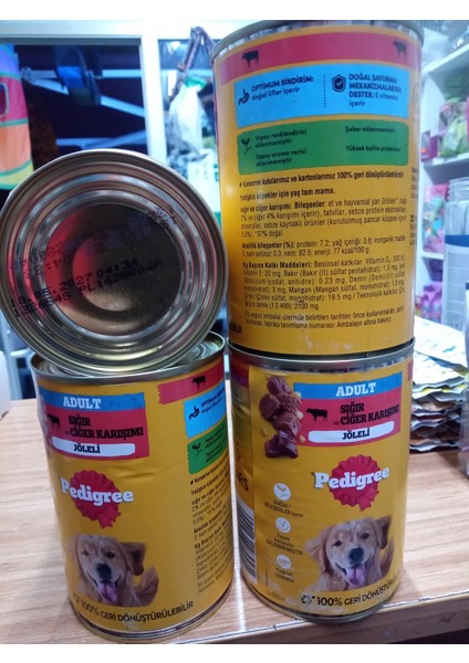 Jöleli Sığır ve Ciğer Karışımı Köpek Konserve 4 Adet+50 ml Köpekler Için Tüy Sağlığı Multivitamin Damlası