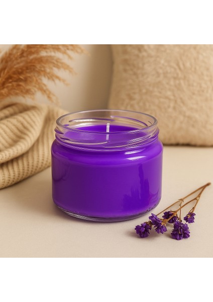Mor Renk Cam Kavanoz Mum – 330 gr Sandal Ağacı Kokulu – Dekoratif & Huzur Veren fiyatları