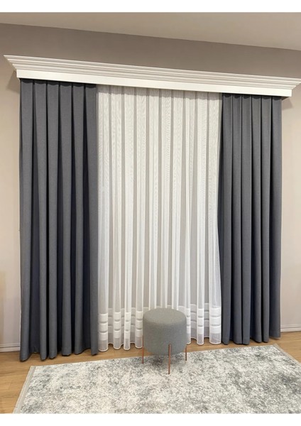 Keten Gri Renk 1/2,5 Normal Pile Kalın Tek Kanat Fon Perde modelleri