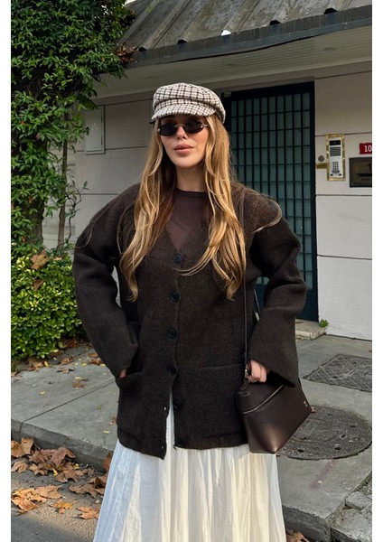 Kahverengi Çift Cepli Hırka - 04622 modelleri