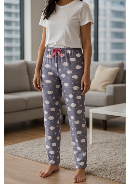 Yumuşacık Kuzu Desenli Kadın Pijama Altı