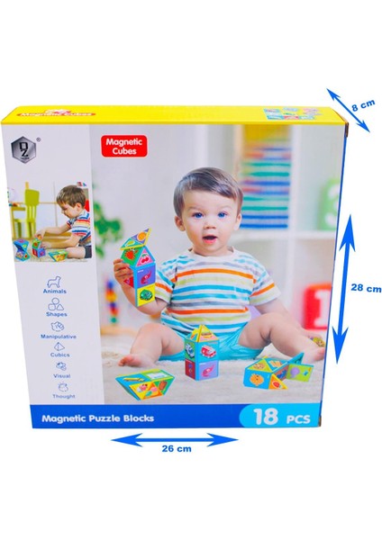 Kzl Manyetik 18 Parça Zeka Küpü HD351A