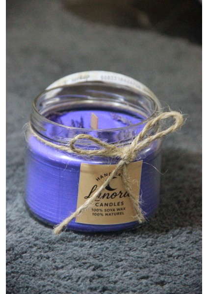 -Kavanoz Mum-Lavanta KOKULU-%100 Soya Wax-El Yapımı-Handmade--Hediyelik