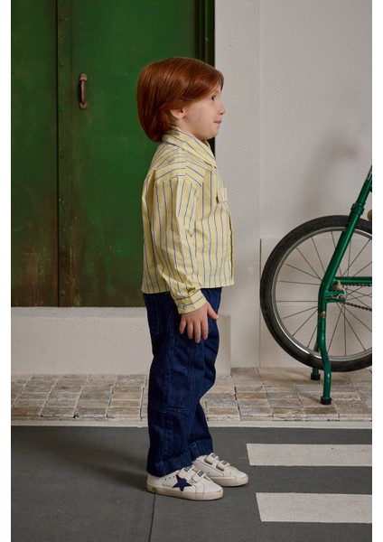 Pat Detaylı Çizgili Gömlek Sarı fiyatları