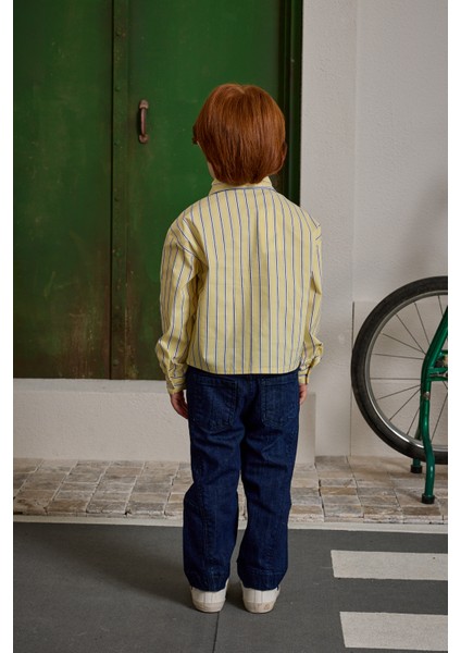 Pat Detaylı Çizgili Gömlek Sarı modelleri