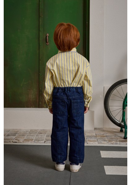 Pat Detaylı Çizgili Gömlek Sarı fırsatları