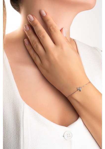 U Harfi 18 Ayar Beyaz Altın Kaplama 19 cm Gümüş Nazar Bileklik fırsatları