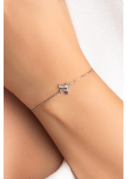 U Harfi 18 Ayar Beyaz Altın Kaplama 19 cm Gümüş Nazar Bileklik indirimleri