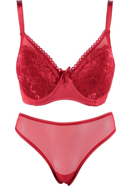 C Cup Dantel Tül Detaylı Sütyen Takım