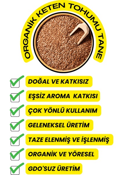Keten Tohumu Tane - ( Elenmiş, Katkısız ) 100GR fırsatları