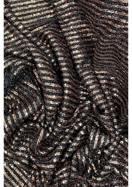 Sakallı Çizgili Pullu Kumaş Pullu Payet Kumaş Abiye Nişan Düğün Siyah Bakır fırsatları