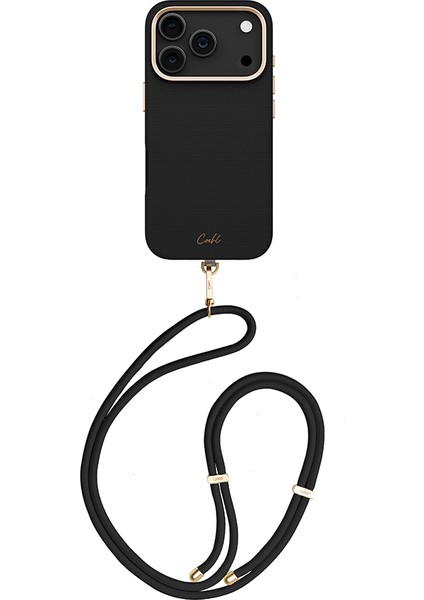 iPhone 17 Pro Uyumlu Kılıf M-Safe Şarj Özellikli Askı Ipli Coehl Mirelle Kapak Siyah