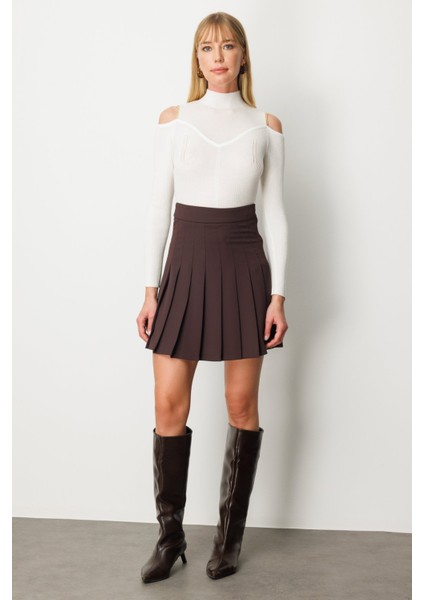 Kadın Piliseli Tenis Etek 2005 Kahverengi