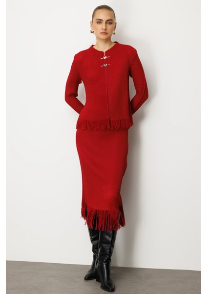 Kadın Kelebek Aksesuarlı Püsküllü Bluz 3909 Bordo modelleri