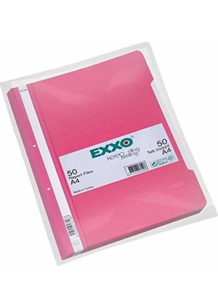 Exxo Telli Dosya Plastik A4 Pembe (50 Li Paket) TT145