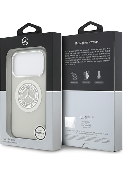iPhone 17 Pro Kılıf Mercedes Benz Lisanslı M-Safeli Çift Katmanlı Pc Nostaljik Yıldız Kapak Gri