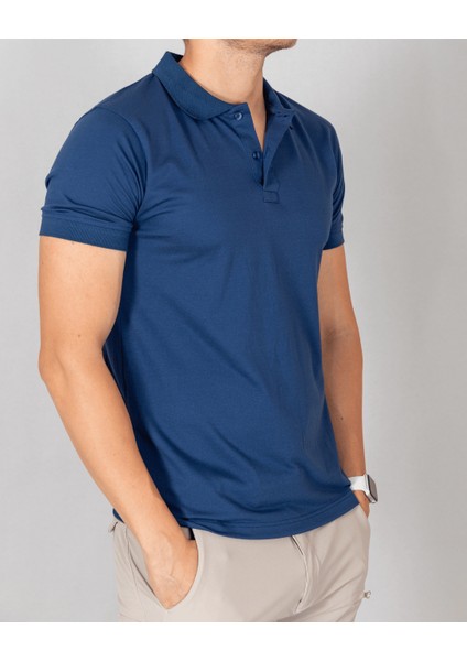 Erkek Açık Mavi Slim Fit Polo Yaka T-Shirt