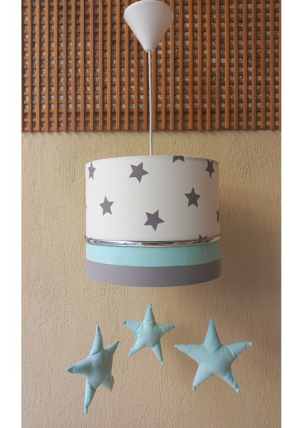 Beyaz Gri Yeşil M-371 Sarkıtlı Kumaş Kaplama Avize Çocuk Odası Genç ve Bebek Odası Avize Sarkıt fiyatları