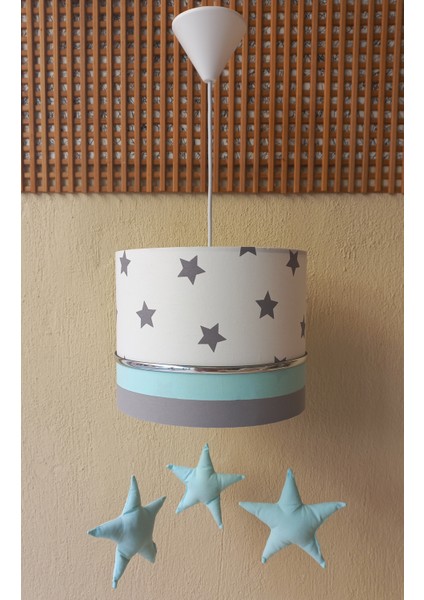 Beyaz Gri Yeşil M-371 Sarkıtlı Kumaş Kaplama Avize Çocuk Odası Genç ve Bebek Odası Avize Sarkıt modelleri