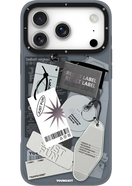 iPhone 17 Pro Max Uyumlu Kılıf M-Safe Şarj Özellikli Youngkit Different Dimension Serisi Kapak Gri