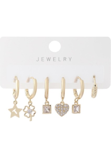 Altılı Set Küpe Gold