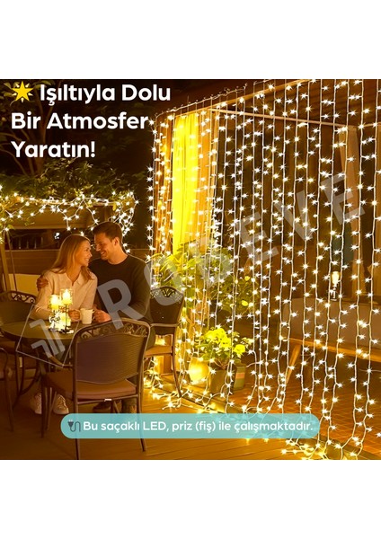 2x2 Metre 8 Fonksiyonlu Animasyonlu Perde LED Işık Kalın Telli Saçak LED Işık 240 LED Yılbaşı Işık Saçak Süsleme fırsatları