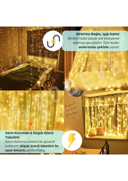 2x2 Metre 8 Fonksiyonlu Animasyonlu Perde LED Işık Kalın Telli Saçak LED Işık 240 LED Yılbaşı Işık Saçak Süsleme indirimleri