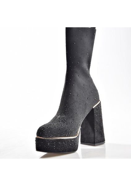25K108 Kadın Platform Topuku Taşlı Streç Çizme fırsatları