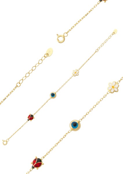 Mineli Çocuk Bilekliği - Uğur Böceği, Nazar Boncuğu,çiçek Figürlü fiyatları