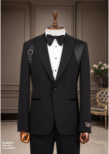 Koldan Kemerli Tasarım, Kırlangıç Yaka, Güç ve Stilin Dengesi, Erkek Takım Elbise, Siyah fiyatları