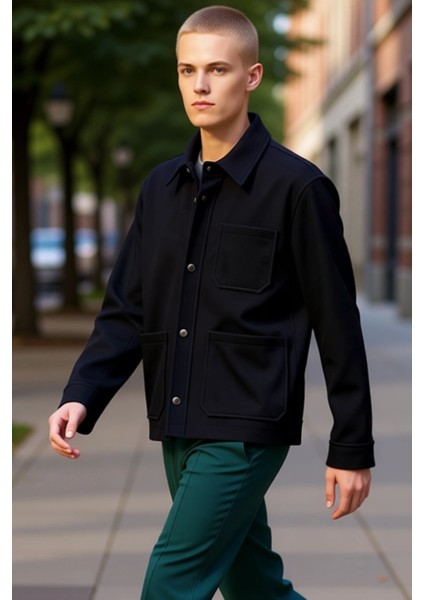 Erkek Kışlık Kaşe Dokulu Gömlek Ceket Günlük Şıklığınızın Tamamlayıcısı Fonksiyonel Modern indirimleri