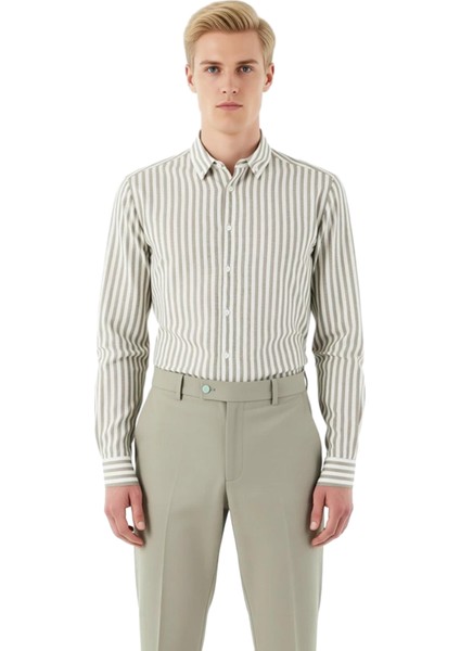 Erkek Çizgili Regular Fit Uzun Kollu Pamuk Gömlek Modern ve Konforlu Bir Stil Sunar Günlük