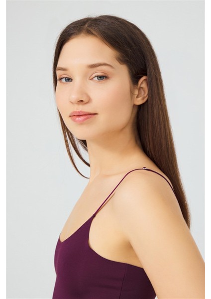 Mürdüm Ayarlanabilir Ince Askılı Lazer Kesim Kadın Crop Büstiyer fiyatları