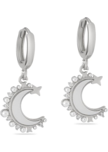 Taşlı Küpe Silver