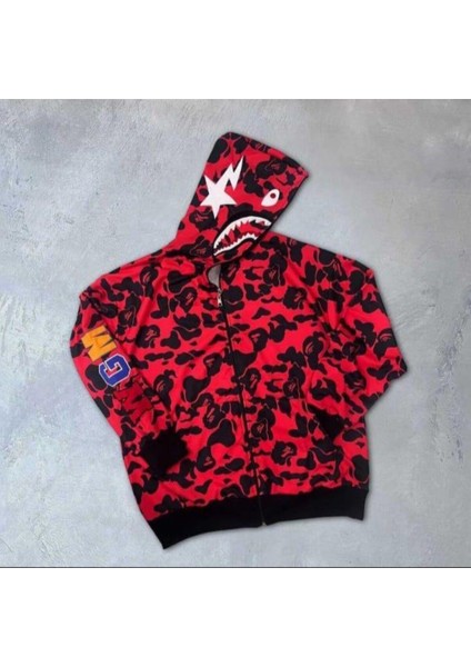 Çocuk Bape Pubg Tam Fermuarlı Kapuşonlu Hırka