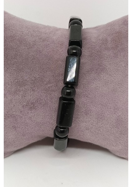 Oval ve Dikdörtgen Kesim Siyah Oniks Doğal Taşlı Bileklik modelleri