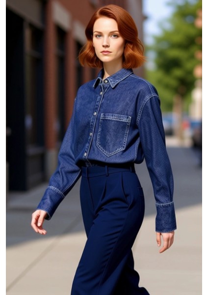 Kadın Oversize Liyosel Denim Gömlek Modern Gardıropların Zamansız ve Fonksiyonel Üyesi Oluyor